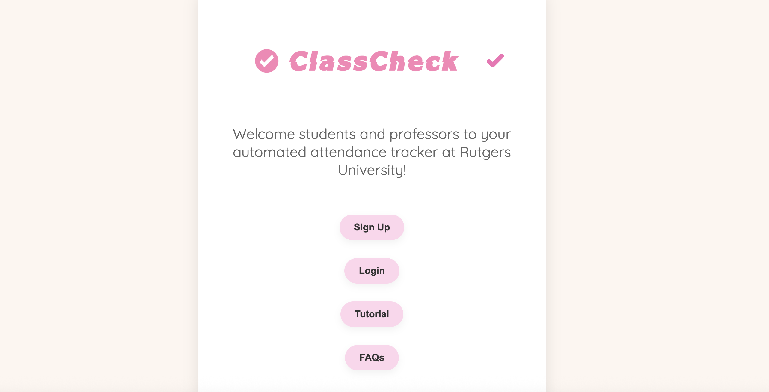 Screenshot of ClassCheck project